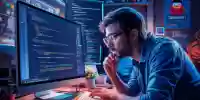 Ilustración de un programador depurando código en JavaScript
